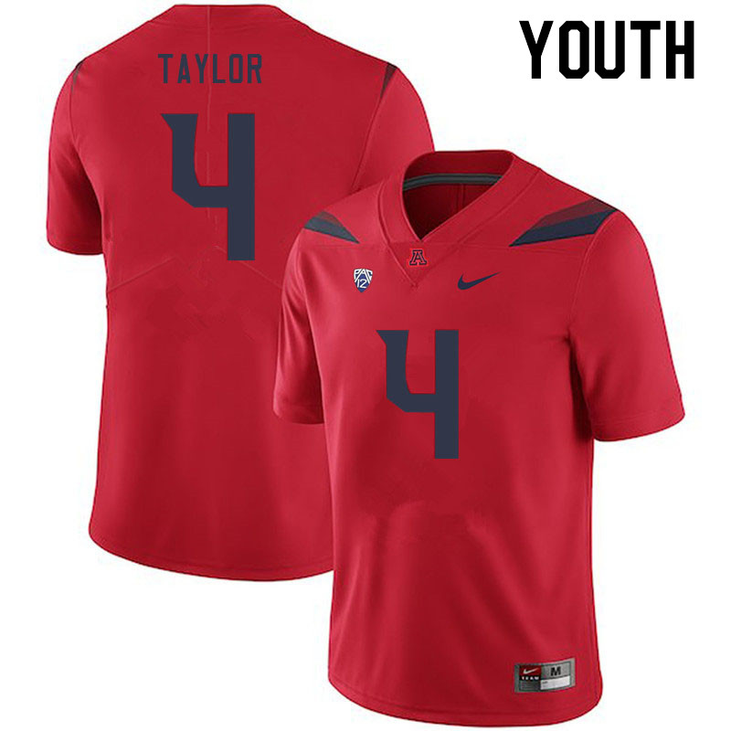 Youth #4 Isaiah Taylor Arizona Wildcats College Football Jerseys Stitched-Red - Click Image to Close